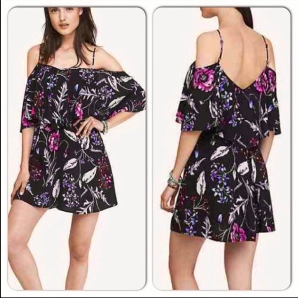 Express Black Floral Off Shoulder Dress NWT